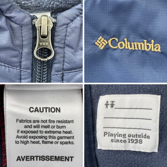Columbia Jacket Infant 3-6 Months Blue Red Fleece Steen Mountain Full Zip Hoodie - Picture 12 of 13